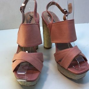 Gomax Pink & Beige OpenToe Platform Heels Size 9